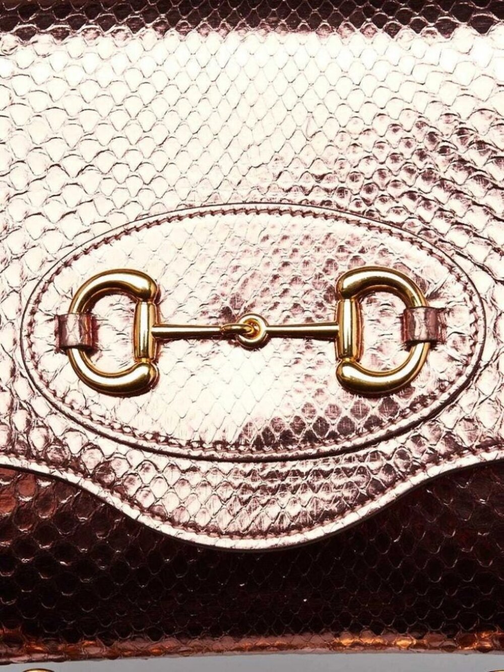Gucci Pink Metallic Snakeskin Horsebit 1955 Small Crossbody Bag - Picture 5 of 11